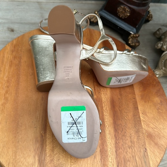 SCHUTZ Gold Platform Sandals - Picture 15 of 16